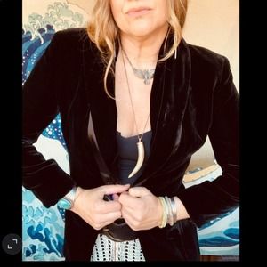 Vintage Gaultier black velvet shawl collar blazer